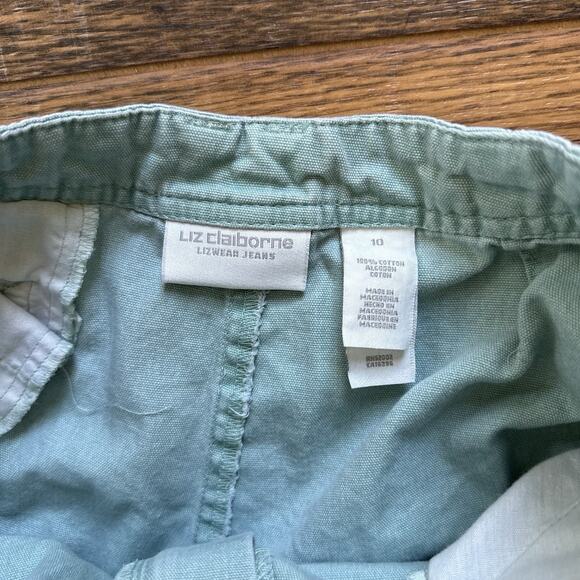 Vintage Liz Claiborne Lizwear Shorts 10 Green High Waist Cotton 90s Mom Shorts - Picture 3 of 7